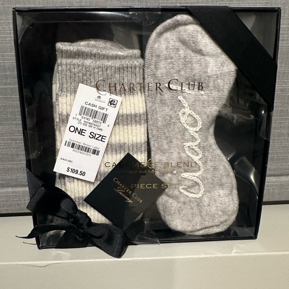Charter Club Striped Gray and White Cashmere Socks - Picture 2 of 2